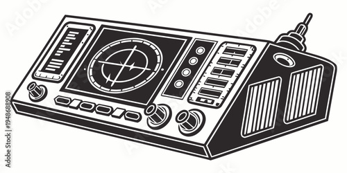 a vintage radio with a large dial and several buttons Vector