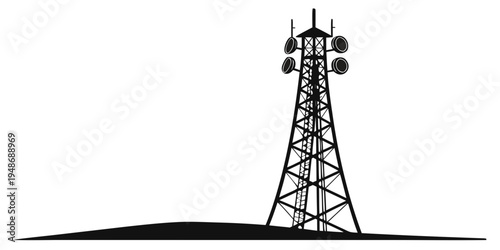 a tall metal cell tower with antennas on top Vector