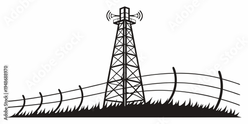 a cell tower standing next to a fence Vector