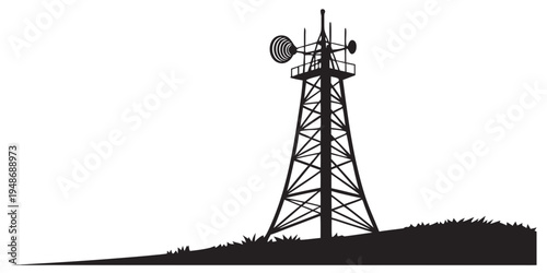 a tall metal cell tower with antennas on top Vector