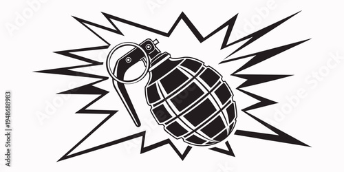 a black and white drawing of a grenade Vector