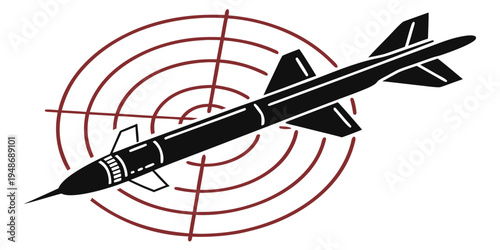 a black missile on a red target background Vector