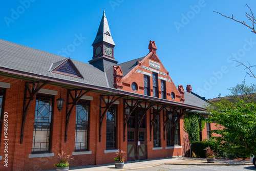Tableau sur toile Woonsocket train station on Depot Square in Main Street Historic District in downtown Woonsocket, Rhode Island RI, USA
