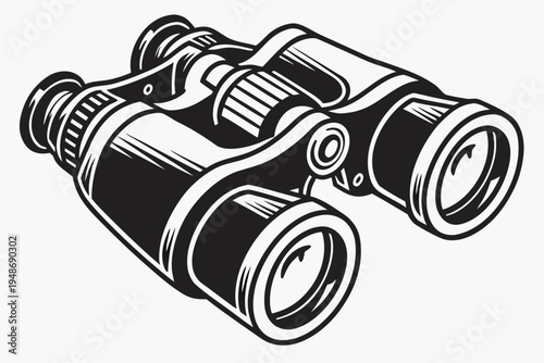 a black binoculars with a detailed design Vector