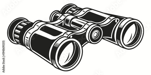 a pair of black binoculars with detailed design Vector