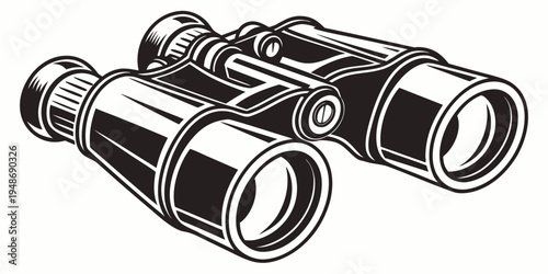 a pair of black binoculars with a detailed design Vector