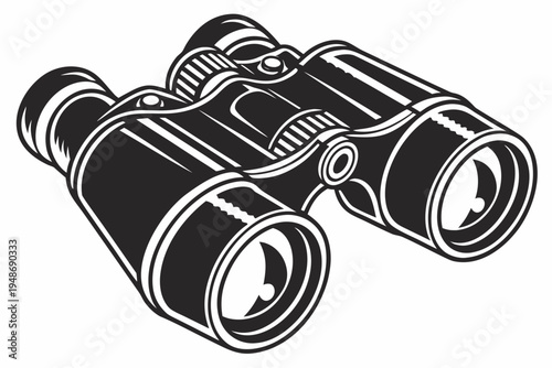 a pair of black binoculars with a strap Vector