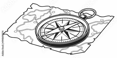 a compass sitting on a map Vector