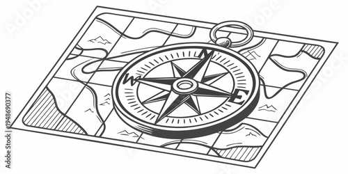 a detailed map with a compass on its surface Vector