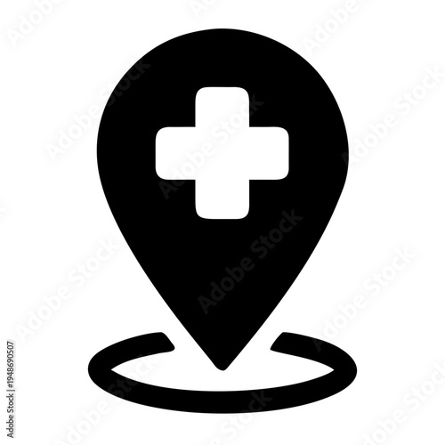 medical location pin with a cross Vector