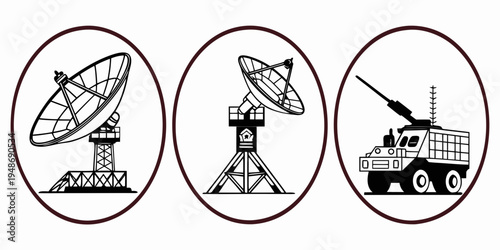 three different types of radar systems are shown Vector