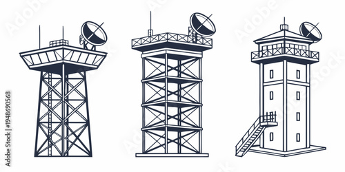 three different types of cell phone towers are shown Vector