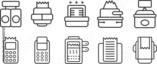 Modern and minimal  Restaurant pos system line icon pack