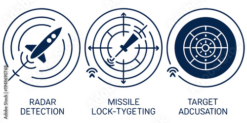 icons illustrating radar detection and target acquisition Vector