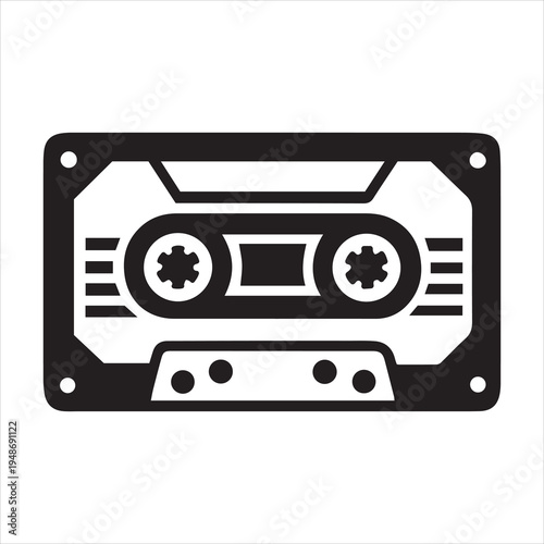 cassette tape rewinding memories icon silhouette illustration for nostalgia and retro music design