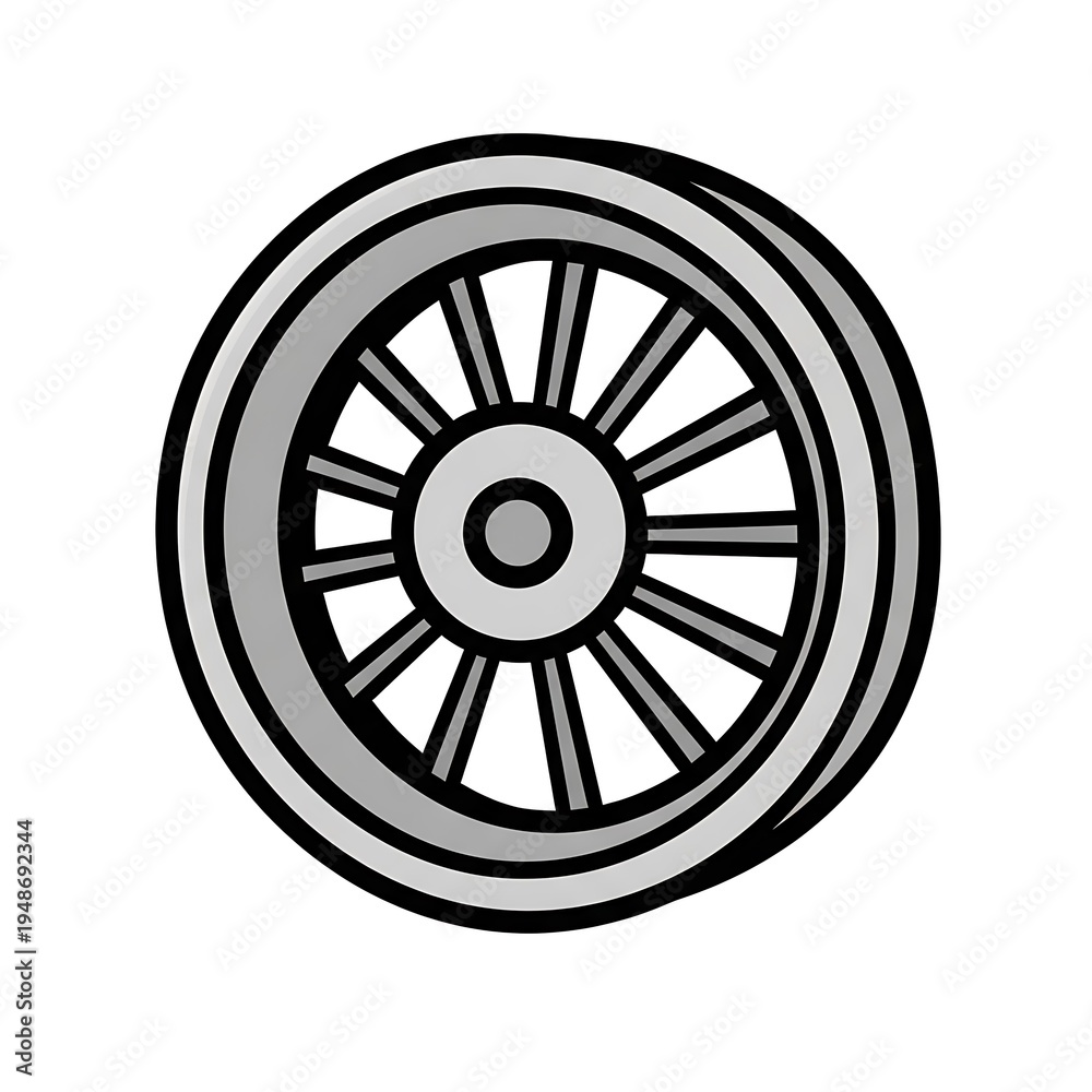 Fototapeta premium Simple wheel illustration design element.