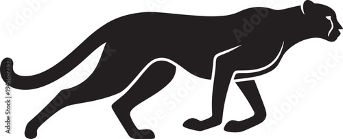 Black panther walking to the right side isolated on transparent background