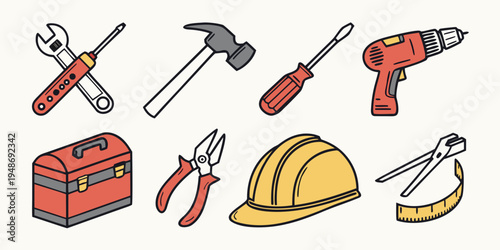 a collection of tools for construction and repair Vector