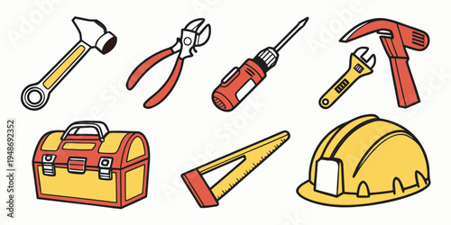 a set of construction tools and equipment Vector