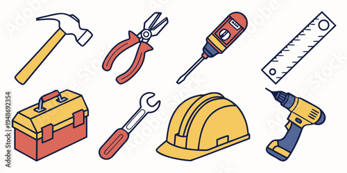 a collection of tools for construction and repair Vector