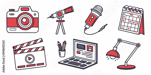 a collection of film and video production tools Vector