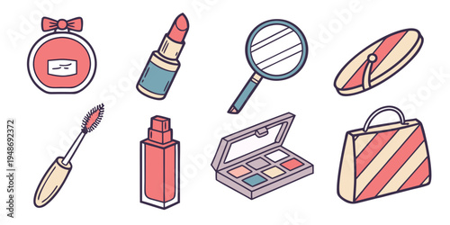 a collection of beauty and makeup products Vector