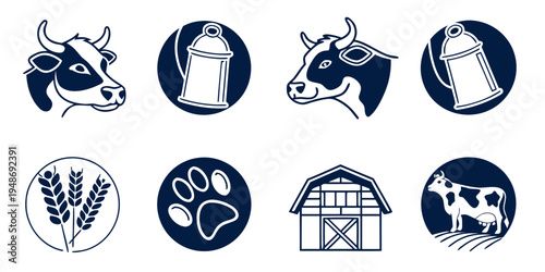 icons related to dairy products and farming Vector