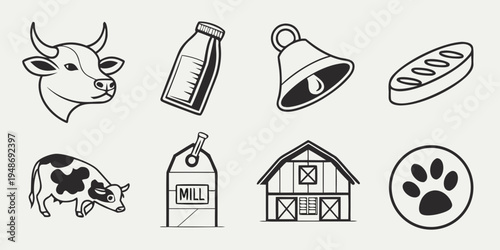 a collection of farm and animal related icons Vector