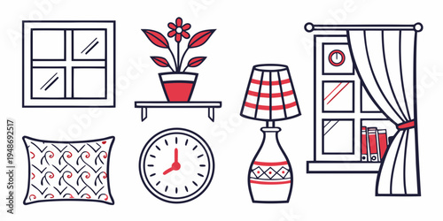 a collection of household items Vector