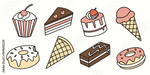 a collection of sweet treats and desserts Vector