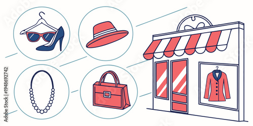 clothing store with accessories Vector