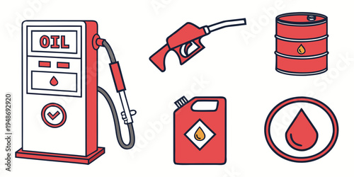 oil pump and oil containers for fuel Vector
