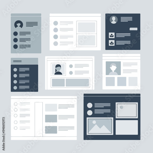Photography Illustration of several digital interface designs with user icons