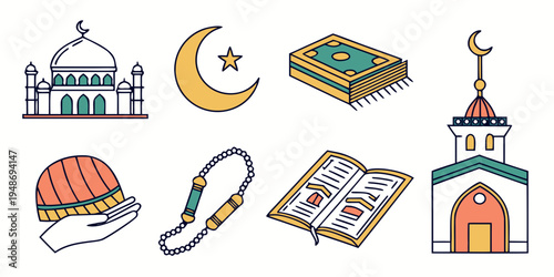 ramadan icons and symbols Vector
