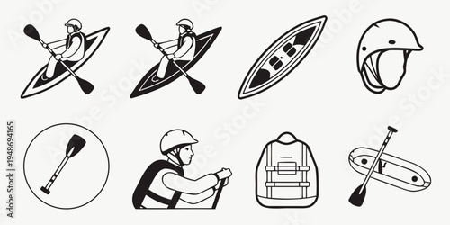 kayaking equipment and accessories Vector