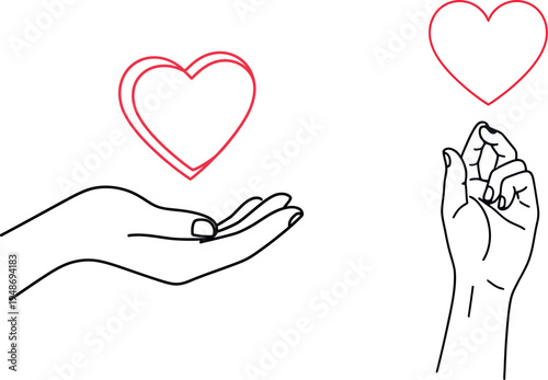 Hands holding a red heart symbol of love, care, and romance