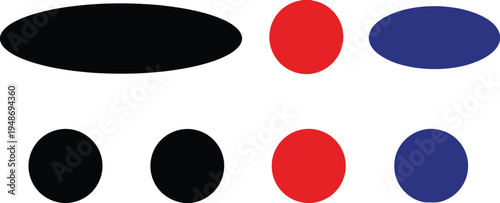 A graphic design featuring multiple colored ellipses on a white background