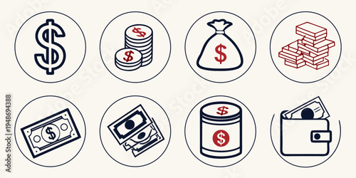 a collection of finance and money icons Vector