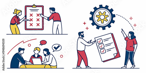 people working together on projects and planning Vector