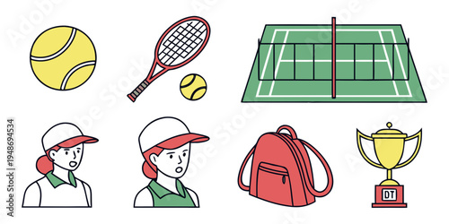 Tennis sport elements and accessories Vector