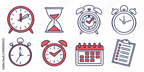 a collection of various clocks and calendars Vector