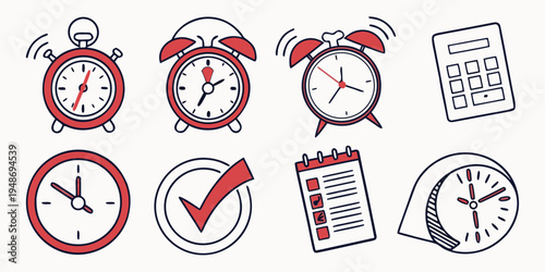 collection of clocks and schedules Vector