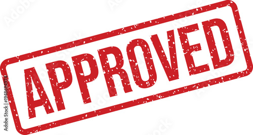 A distinctive red rubber stamp displaying the bold word APPROVED with an aged textured effect on white