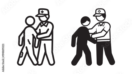 Police Officer Assisting Person Illustration for Public Safety Protection and Community Law Enforcement Support