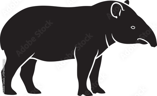 Simple illustration of a tapir standing alone in profile view