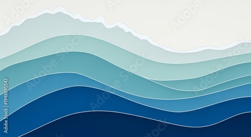 Abstract Blue Wave Layers Background with Smooth Gradient.