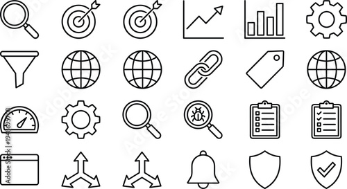 Set of 27 SEO and Marketing Line Icons Vector