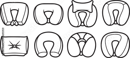 Detailed illustrations of various tooth shapes and structures in black and white Vector