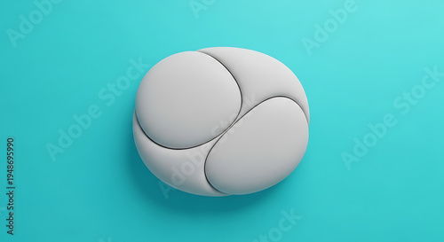 Gray 3d sphere with curved sections on teal background