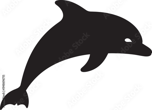 Black dolphin jumping out of water in ocean  marine mammal